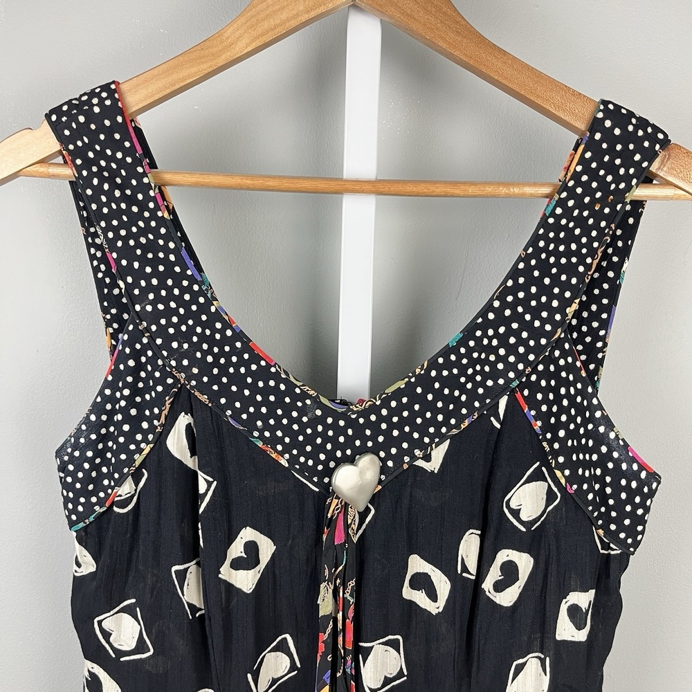 Vintage 90s Carole Little Dress Womens 6 Black White Heart Print Sleeveless - Picture 3 of 9